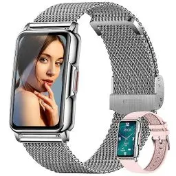 Produktbild: Smartwatch Damen 1,47 Zoll Armbanduhr mit IP68 Wasserdicht Fitness tracker Sportuhr mit Zwei Wochen Standby SpO2 124 Trainingsmodi Herzfrequenzmessung Schlafmonitor, Musikkontrolle Android iOS