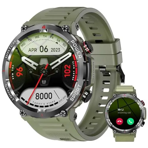 Produktbild: Smartwatch Damen Herren 1,39 Zoll Uhren Fitness Tracker Uhr mit Schrittzähler Sportuhr Herzfrequenz Blutsauerstoff Schlafmonitor IP68 Wasserdicht Fitnessuhr Taktische Smart Watch für iOS Android