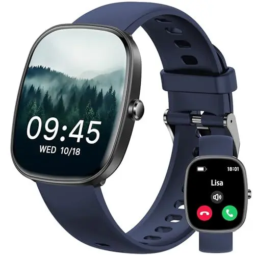 Produktbild: Smartwatch Damen Herren, 1.83” HD Fitness Tracker mit Telefonfunktion, Blutdruckmessung/Schlaftracker/Herzfrequenz/SpO2/Schrittzähler, 120+ Sportmodus, IP68 Wasserdicht Fitnessuhr für iOS Android