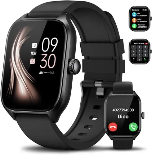 Produktbild: Smartwatch Damen Herren, 2,01 Zoll Touchscreen Smart Watch mit Bluetooth Anrufe, IP68 Wasserdicht Fitnessuhr mit Herzfrequenzmonitor Schlafmonitor Schrittzähler, Sportuhr für iOS Android