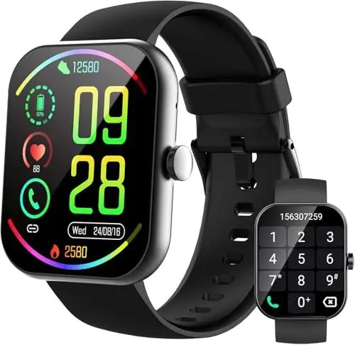 Produktbild: Smartwatch Damen Herren, Smartwatches 1,96'' Fitness Tracker Laufen, Telefonfunktion Smart Watch, 100+ Sportmodi Schrittzähler/Pulsuhr/Fitnessuhr/Schlaftracker, IP68 Wasserdicht Sportuhr Bluetooth