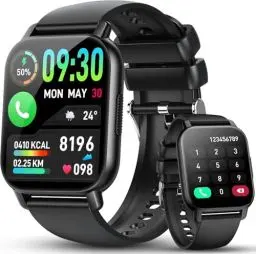 Produktbild: Smartwatch Damen Herren mit Telefonfunktion, 1.85'' Zoll HD Smart Watch, 112+ Sportmodi Sportuhr mit Pulsuhr/Schlafmonitor, IP68 Wasserdicht Fitnessuhr mit Information Erinnerung für iOS Android