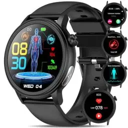 Produktbild: Smartwatch Damen Herren mit ΒΙυtｚυcker EKG+HRV/Harnsäure/BMI,1,4“Smartwatch Fitnessuhr mit Telefonfunktion SOS-Taste/Blutdruck/Körpertemperatur/Müdigkeit/Emotionserkennung/Schlaf,für Android iOS