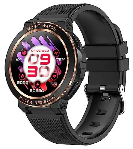 Produktbild: Smartwatch Damen Rund Schrittzähler Uhr Damen Smartwatch mit Telefonfunktion Gesundheitsuhr Android IOS Whatsapp Fitnessuhr Blutdruckmessung Sportuhr Pulsuhr IP68 Wasserdicht Fittnessarmbanduhr Frauen