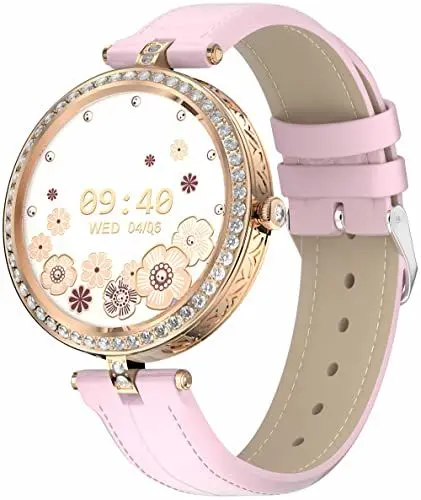 Produktbild: Smartwatch Damen mit Telefonfunktion, 1,32 Zoll Fitnessuhr Damen Rund Diamant Fitness Tracker Frauen Schrittzähler Uhr Periode Herzfrequenz Schlafmonitor Blutdruck Smart Watch Uhr IOS Android