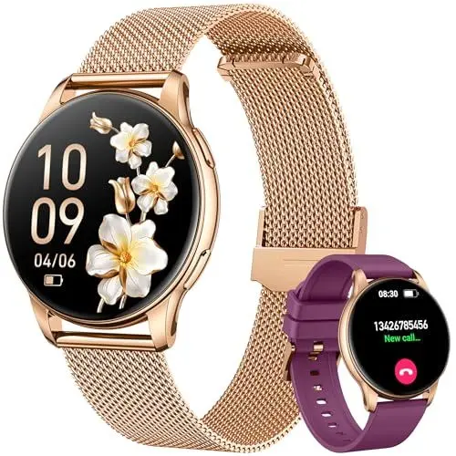 Produktbild: Smartwatch Damen mit Telefonfunktion Fitnessuhr Armbanduhr: 1,32