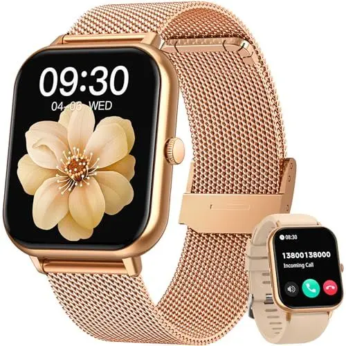 Produktbild: Smartwatch Fitnessuhr mit Telefonfunktion Uhren - Damen Fitness Armbanduhr mit SpO2 Pulsuhr Schlafmonitor Schrittzähler Uhr 1.83 Zoll Smart Watch Wasserdichte 100+ Sportmodi Sportuhr für Android ios