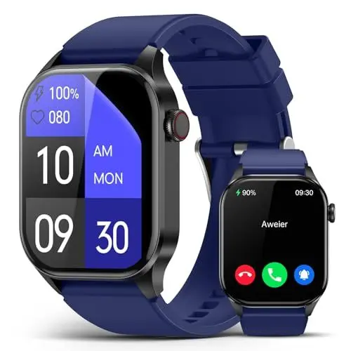 Produktbild: Smartwatch Herren Damen mit Telefonfunktion, 2.04” AMOLED Display Fitnessuhr Damen, IP68 Wasserdicht Sportuhr, Smart Watch mit Herzfrequenz, Schrittzähler, SpO2, Schlafmonitor, Uhren für iOS Android