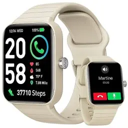 Produktbild: Smartwatch Herren Damen mit Telefonfunktion Alexa Integriert - Fitnessuhr 100+ Sportmodi - Armbanduhr 1,8 Zoll &IP68, Schrittzähler Uhr für Android iOS mit Pulsmesser SpO2 Stress Schlafmonitor - Khaki