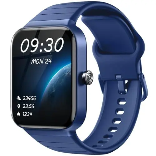 Produktbild: Smartwatch Herren Damen mit Telefonfunktion Alexa Integriert - Fitnessuhr 100+ Sportmodi - Armbanduhr 1,8 Zoll & IP68, Schrittzähler Uhr für Android iOS mit Pulsmesser SpO2 Stress Schlafmonitor - blau