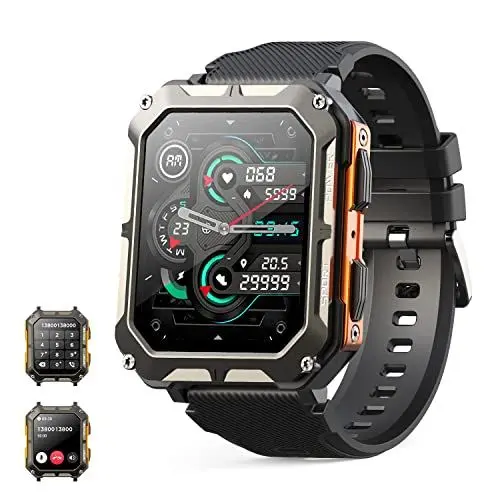 Produktbild: Smartwatch Herren Militär mit Telefonfunktion ,1,81'' Display wasserdichtes aktivitätstracker fitness tracker mit Schlafmonitor blutdruckmessung 120+ Sportmodi Sportuhr fitnessuhr für Android ios