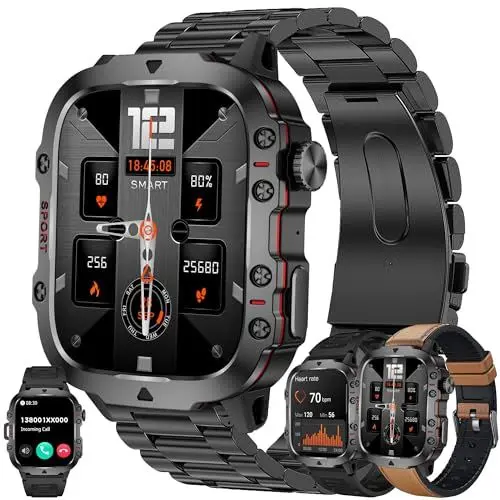 Produktbild: Smartwatch Herren mit Telefonfunktion, 5ATM Wasserdicht 1,96