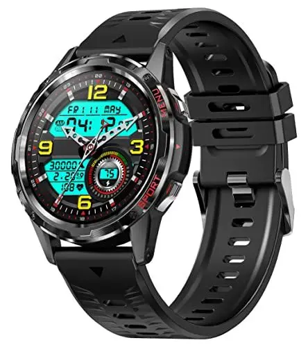 Produktbild: Smartwatch Herren mit Telefonfunktion Blutdruckmessung Gesundheitsuhr Militär Herren Laufuhr Schrittzähler Sportuhr Outdoor Fitnessuhr Whatsapp Funktion Fitness Tracker Smart Watch für Android IOS