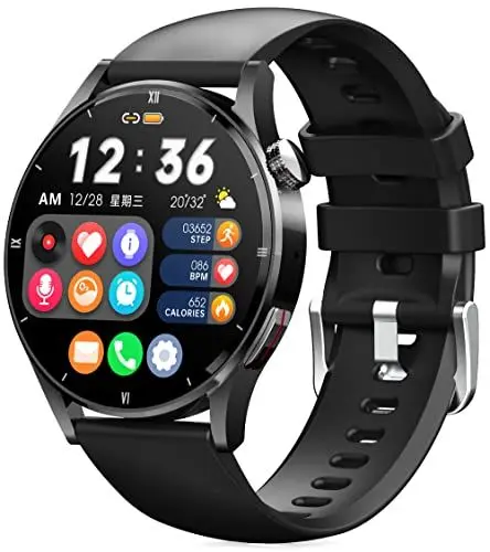 Produktbild: findtime Smartwatch Herren mit Telefonfunktion Gesundheitsuhr Blutdruckmessung Fitnessuhr Whatsapp Funktion Tracker Smart Watch für Android IOS Laufuhr Schrittzähler Uhren Armbanduhr, schwarz