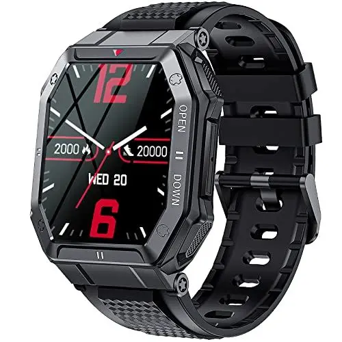 Produktbild: Smartwatch Herren mit Telefonfunktion Militärische 1.85'' HD Fitness Armbanduhr mit Pulsmesser Schlafmonitor Schrittzähler IP67 Wasserdicht Automatik Sportuhr Fitness Tracker für iOS Android