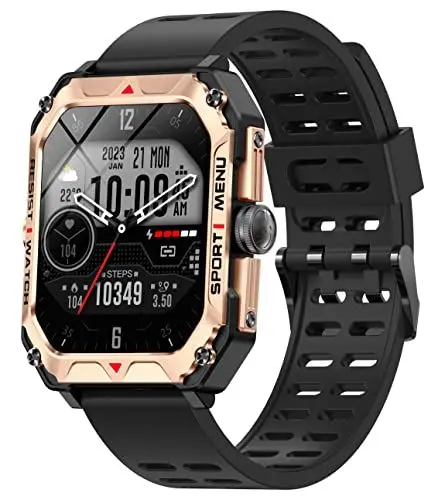 Produktbild: Smartwatch Herren mit Telefonfunktion Sportuhren 2,02 Zoll IP68 Wasserdicht Militär Uhr Fitnessuhr mit Blutdruckmessung 100+ Sportmodi Outdoor Tactical Watch Military Smartwatches Schrittzähler