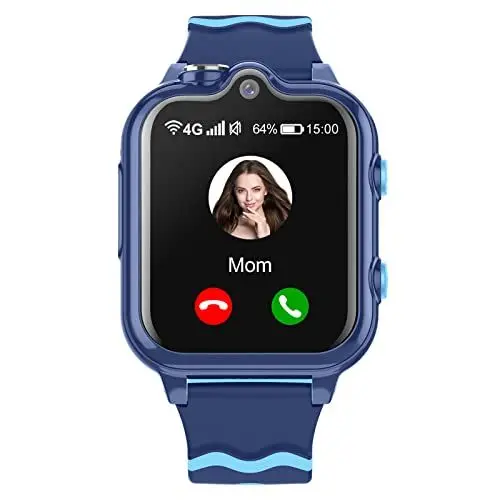 Produktbild: Smartwatch Kinder mit GPS und Telefon Uhr 4G WiFi Videoanruf SOS 2 Kameras Wasserdicht SMS Wecker Stoppuhr Klassenmodus Unbekannten Anruf Ablehnen Musik Video Player Geschenk für Jungen Mädchen