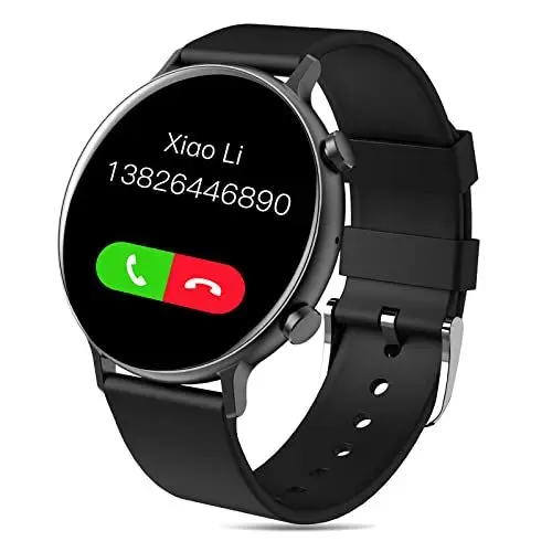 Produktbild: Smartwatch Rund für Herren Damen Frauen ShowyLive Fitness Aktivitätstracker Uhren mit Sprachanrufe, Pulsmesser, Schlafindex, Schrittzähler und Musikfunktion- IP68 Smartwatch für Android IOS