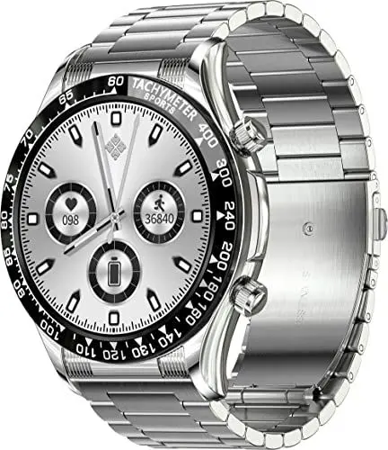 Produktbild: Smartwatch Telefonieren Herren Fitness Tracker für Android IOS Fitnessuhr mit Blutdruckmessung Pulsuhr Schlafanalyse Musikplayer NFC Sportuhr Schrittzähler Fitness Watch Silber