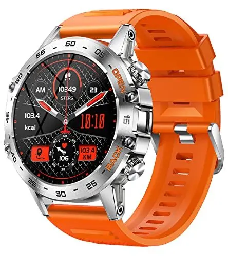Produktbild: Smartwatch mit Blutdruckmessung Gesundheitsuhr Fitnessuhr Herren mit Telefonfunktion Schrittzähler Uhr Sportuhr Wasserdicht Militär Uhr 100+ Sportmodi Outdoor Smartwatch Whatsapp Funktion Smart Watch