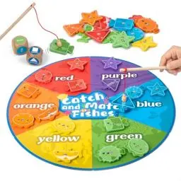 Produktbild: Smartwo Magnetische Angelspiel ab 2 Jahre Montessori Spielzeug 2 3 4 Jahre Fische Angeln Spiel für Kinder Holz Kinderspielzeug Farben Formen Lernspiele Geschenk für 2 Jährige Jungen & Mädchen