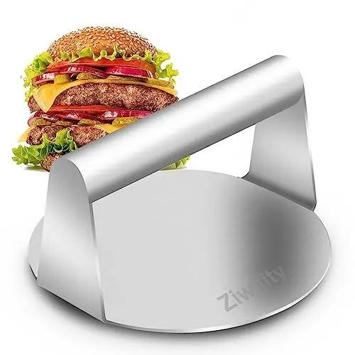 Produktbild: Smash Burgerpresse,5,5-Zoll Round Edelstahl Burger Smasher, Professionelles Edelstahl Burgerpresse Grillzubehör für Flat Top Grill, Hamburgerpresse und Squeeze Grease, Leicht zu Reinigen (Rund)