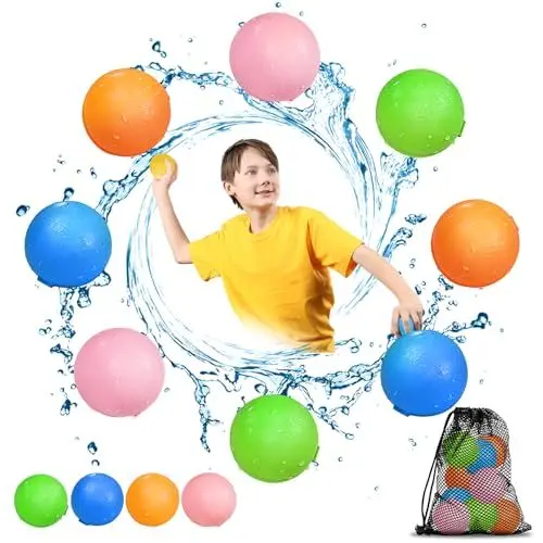 Produktbild: Smasiagon 8 Stück Wiederverwendbare Wasserbomben Selbstschließend, Schnell befüllbare Silikon Spritzbälle für Kinder Erwachsene, Outdoor Sommerspaß Wasserspielzeug für Party, Wasserpark, Familienspiel