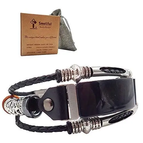 Produktbild: Smatiful Inspire 2 Armband Zubehör für Damen und Herren, Verstellbar Leder Ersatz Sport Watch Band for Fitbit Inspire 2, Schwarz