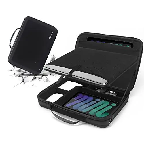 Produktbild: Smatree Hartschale für MacBook Pro 16 Zoll, Transporttasche, kompatibel mit MacBook Pro 16 Zoll 15,4 Zoll 2021/ Samsung Galaxy Book2 Pro 15,6 Zoll, Tasche, mit Zubehörfach – Schwarz