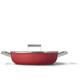 Produktbild: SMEG, Antihaft-Pfanne CKFD2811RDM, Durchmesser 28 cm, Seitengriffe aus Edelstahl, für alle Herdarten, bis zu 250° im Backofen, 3,7 l Fassungsvermögen, Rot