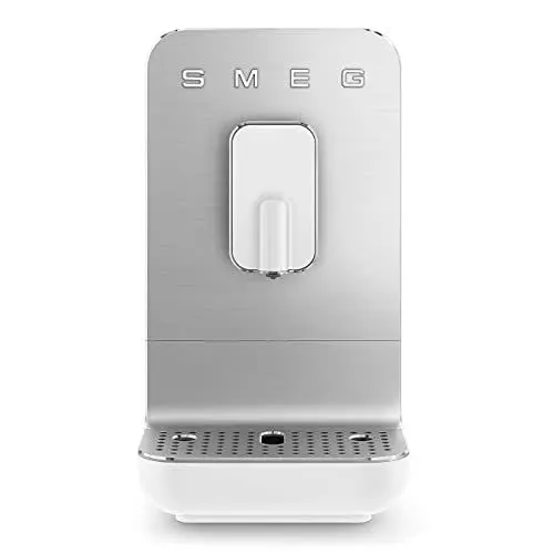 Produktbild: Smeg, automatische Espressomaschine BCC11WHMEU, integrierte Kaffeemühle, Thermoblock-System, 1,4 l Wassertank, herausnehmbare Tropfschublade, Kompakte Größe, 1350W, Weiß