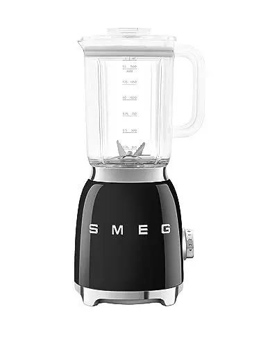 Produktbild: Smeg, BLF03BLEU, 1,5 l Standmixer, 4 -Geschwindigkeitsstufen, 4 Automikprogramme, Abnehmbare Doppelklinge, Deckelöffnung transparent mit Dosierkappe, rutschfest, 800W, Schwarz