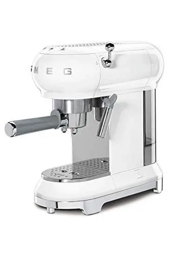 Produktbild: SMEG ECF01WHEU Kaffeevollautomat, Das Thermoblock-Heizungssystem Espresso-Kaffeemaschine ermöglicht einen schnellen Start und eine präzise Temperaturkontrolle für das Aufbrühen von Kaffee, Weiß