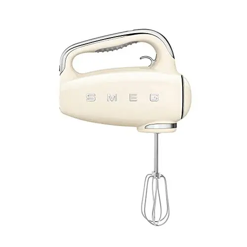 Produktbild: Smeg, HMF01CREU Electric Mixer, 9 -Geschwindigkeitsniveaus, Turbofunktion, glattes Start -Start -up -System, 4 Peitschen, 2 Ganci -Mixer und umhüllt, 250W, Creme
