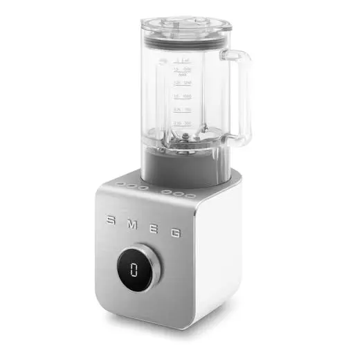 Produktbild: SMEG, Hochleistungsmixer BLC01WHMEU, 5 voreingestellte Programme, 9 manuelle Geschwindigkeitsstufen, Pause & Pulse-Funktion, Kunststoffgehäuse, rutschfeste Basis, 1400 W, Weiß