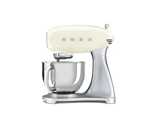 Produktbild: Smeg, SMF02CREU Küchenmaschine, 10 Geschwindigkeitsstufen, Planetenrührwerk, Sicherheitsabschaltung, 2 Rührbesen, Kugelgriff aus Edelstahl, 800 W, Creme
