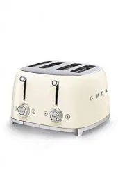 Produktbild: Smeg, 4x4 TSF03CREU -Toaster, 4 Schlitze für 4 Scheiben, 6 Vergoldungsniveaus, Heizfunktion, Abtau- und Bagel- Funktion, Sammelschublade, 2000W, Creme
