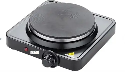 Produktbild: SMH LINE® Kochplatte 2000 W 1000W Herdplatte, Einzeln Doppel Regelbare 5 Heizstufen, Platten aus Gusseisen, Elektro Edelstahl Kochfeld für Küche, Büro oder Camping (Einzel 1000W 25x7 cm)