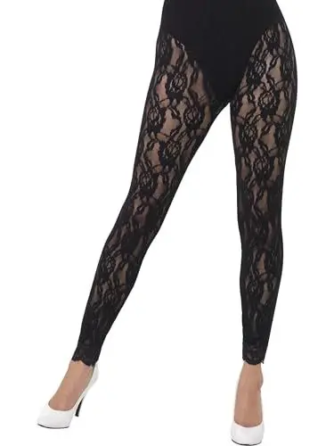 Produktbild: Smiffys 80er-Jahre Spitzenleggings, Schwarz