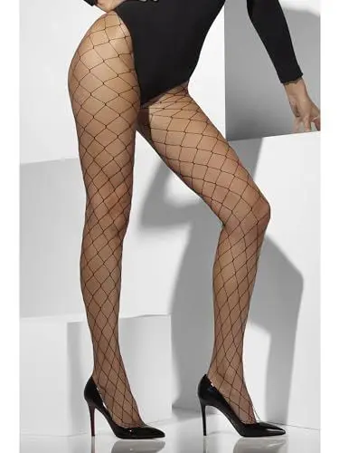 Produktbild: Smiffys Fever Damen Rauten Netzstrumpfhose, One Size, Schwarz, 42713