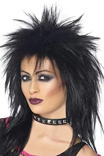 Produktbild: Smiffys Rock-Diva Perücke, Schwarz, Lange Vokuhila-Frisur