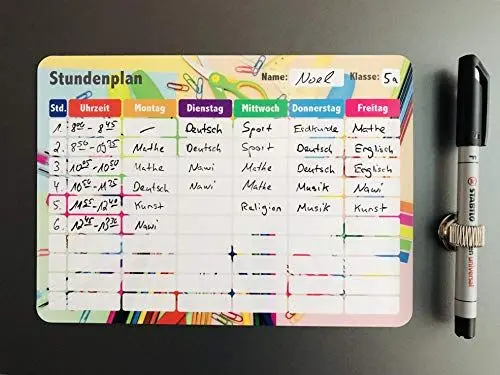Produktbild: SMILEYBOARD Set bestehend aus magnetischen & abwischbaren Stundenplan, Stiftehalter und Stift - für die Schule