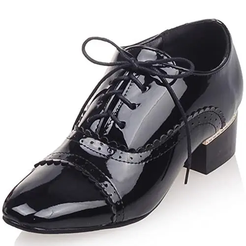Produktbild: Smilice Damen Freizeit Flach Pumps Schnürsenkel Schuhe (Schwarz, 38 EU)