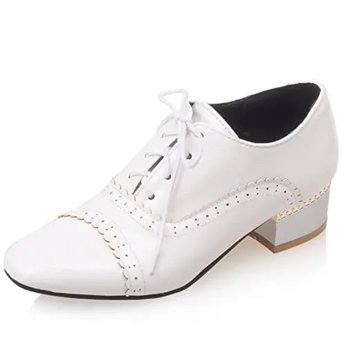 Produktbild: Smilice Damen Freizeit Flach Pumps Schnürsenkel Schuhe (Weiß, 43 EU)