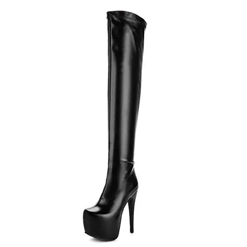Produktbild: Smilice Damen Mode über Kniehohe Stiefel mit Stilettoabsatz Plateau Langschaft Stiefel (Black, 38 EU)