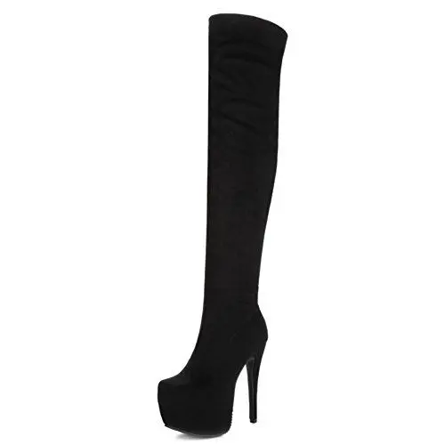 Produktbild: Smilice Damen Mode über Kniehohe Stiefel mit Stilettoabsatz Plateau Langschaft Stiefel (Matte Black, 36 EU)