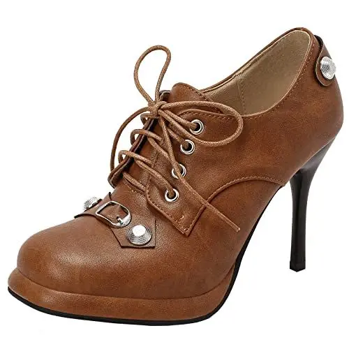 Produktbild: Smilice Damen Stiletto Schnürpumps mit Plateau (Braun, 38)