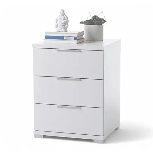 Produktbild: SMILLA Nachttisch in Weiß - Moderner Nachtschrank mit Schubladen und viel Stauraum - 46 x 61 x 42 cm (B/H/T)