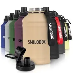 Produktbild: SMILODOX Edelstahl Trinkflasche 2,2 Liter - Extra Stark Sport & Fitness Wasserflasche mit Druckverschluss - BPA-freie Metal Sportflasche für Fitnessstudio, Bodybuilding, Outdoor, Wandern & Büro