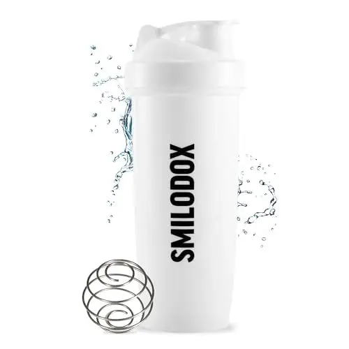 Produktbild: SMILODOX Protein Shaker 700 ml - BPA-freier Premium Eiweiß Shaker, lebenslange Haltbarkeit - mit Edelstahlkugel für cremige, klumpenfreie Shakes - Shaker für Proteinshakes